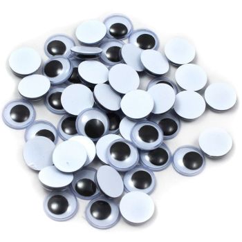 64512 - 50 Wiggle Eyes 12mm Black & White
