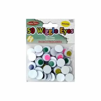 64555 - 50 Wiggle Eyes 15mm Coloured