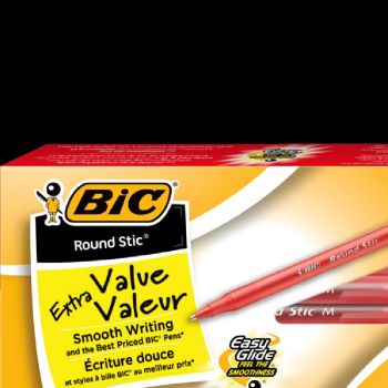 20118 - BIC Round Stic Pens - Red Medium