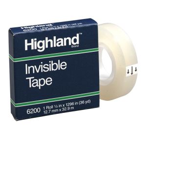 Highland Invisible Tape, 1 Roll, 1/2 in x 1296 in